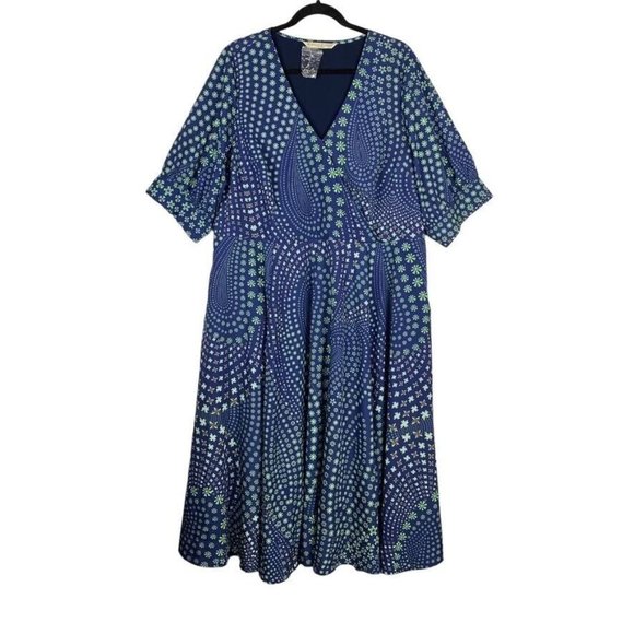 Wayward Fancies by eShakti Midi Dress Starburst Faux Wrap 16/18 See Measurements - Picture 1 of 13